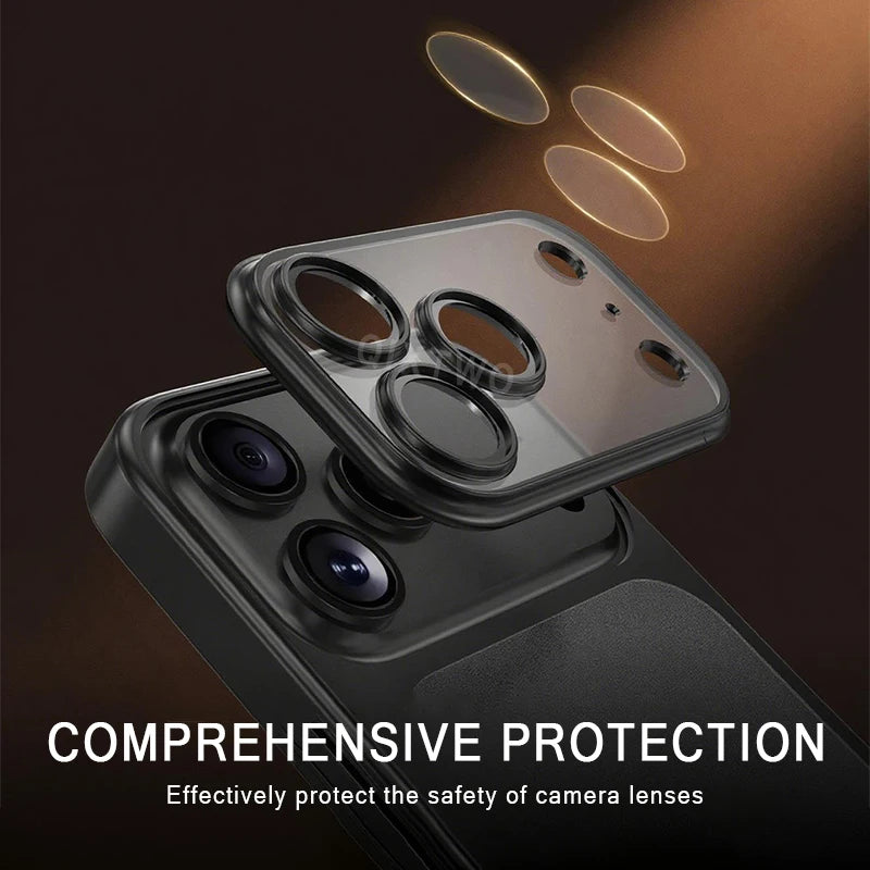 Étui de Charge sans fil magnétique Transparent mat plaqué de luxe pour iPhone 13/14/15/16/17 Pro Max Air Plus housse transparente antichoc